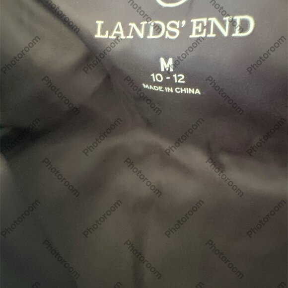 Land's End  Medium Navy & Ivory Floral Zip Quilted Sleeveless Vest Down Filling - Picture 4 of 5